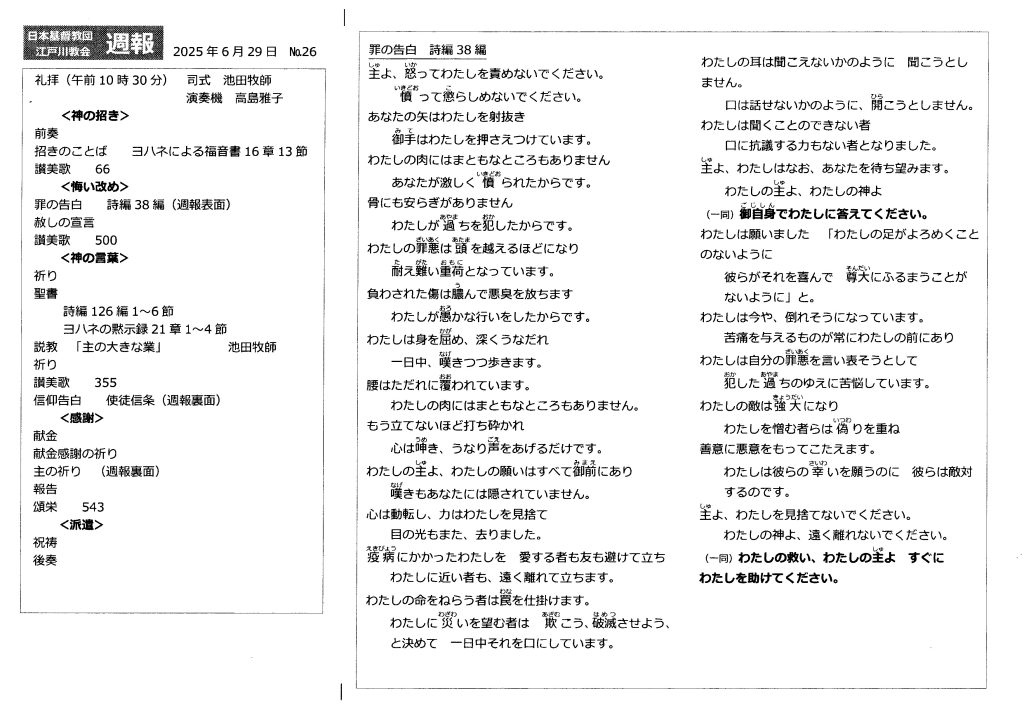 週報６月２９日